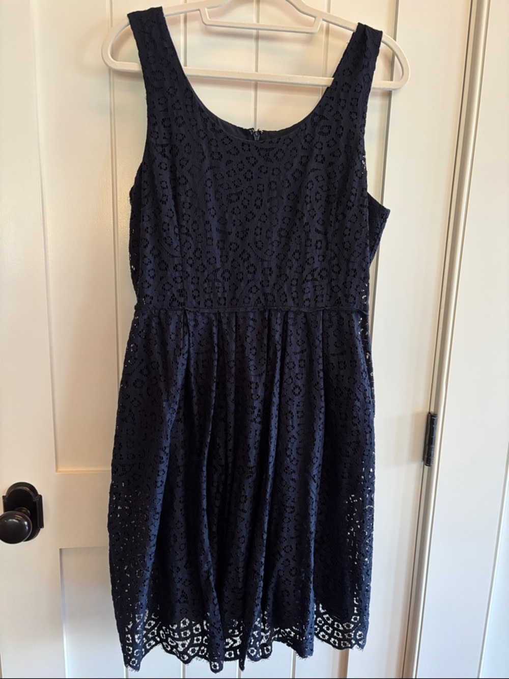 J Crew Navy Sleeveless Lace Fit & Flare Dress